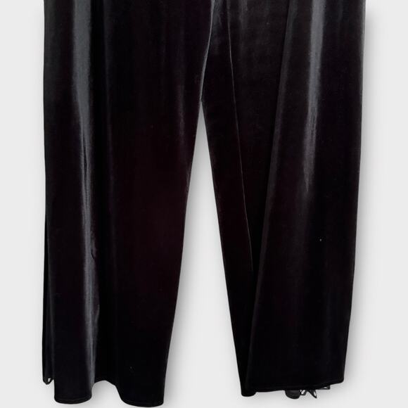 Alex Evenings Black Velvet Wide Leg Sheer Side Panel Pants L - Picture 6 of 10